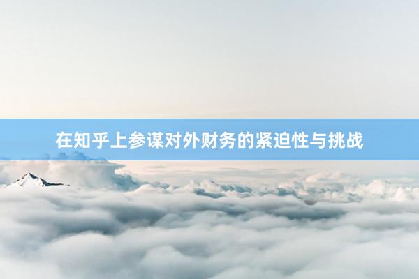 在知乎上参谋对外财务的紧迫性与挑战